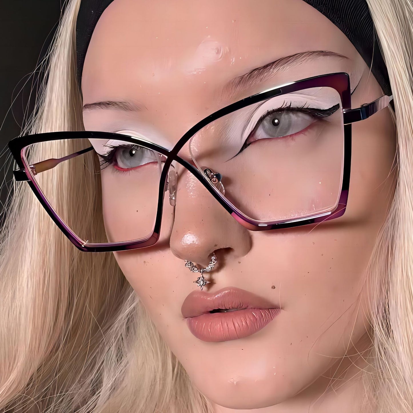 Trendy Large Frame Metal Blue Light Blocking Glasses