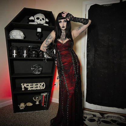 Lace Layered Cami Dress Comfortable Gothic Style