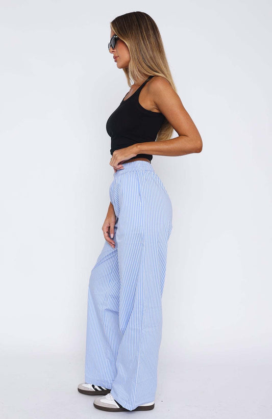 Simple Striped Casual Straight Leg Pants