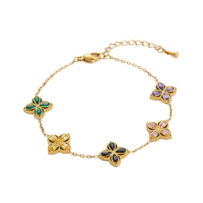 4-Leaf Clover Stainless Steel Bracelet 18K Gold Plated Women's Jewelry