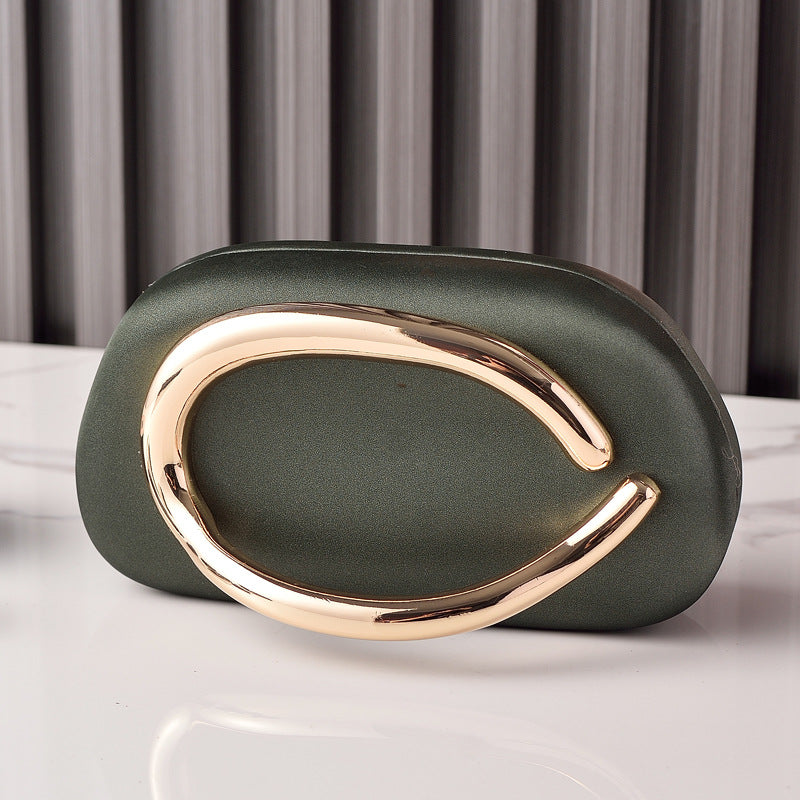 Retro PU Evening Clutch Bag With Gold Handle