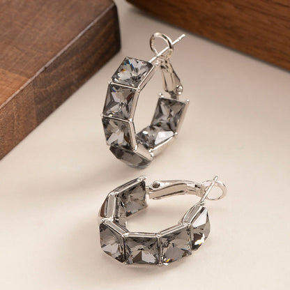 Geometric Crystal Zircon Earrings Stylish Elegant Accessory