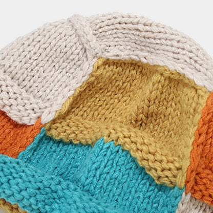 Winter Thermal Color Contrast Handmade Beanie Hat