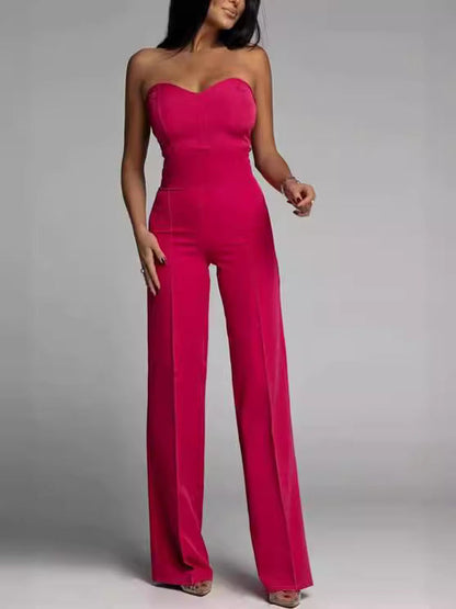 Slim Fit Strapless Jumpsuit With Geometric Pattern