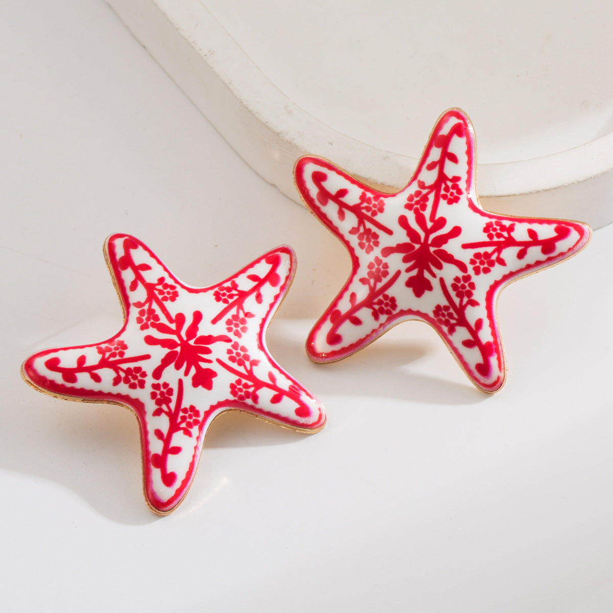 Marine Starfish Enamel Earrings Trendy Beach Vacation Style