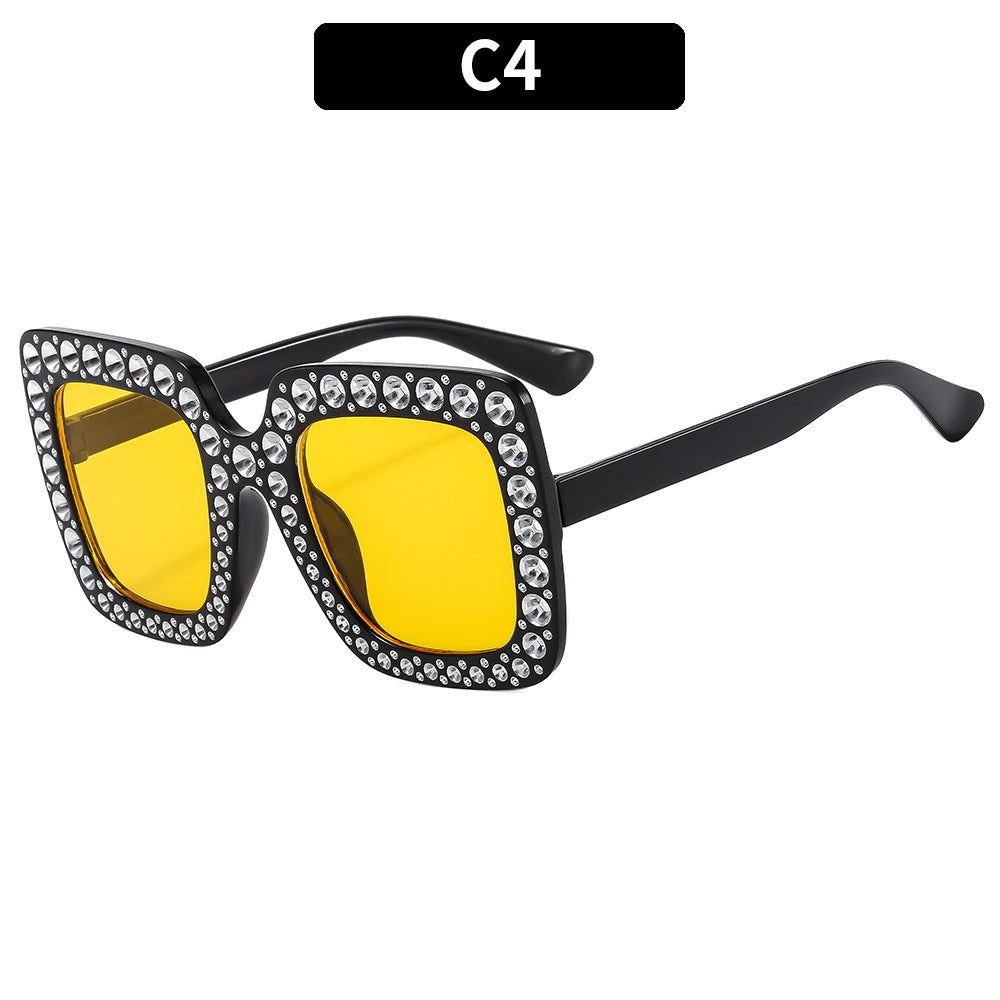 Colorful Disco Party Diamond Frame Sunglasses Retro Style