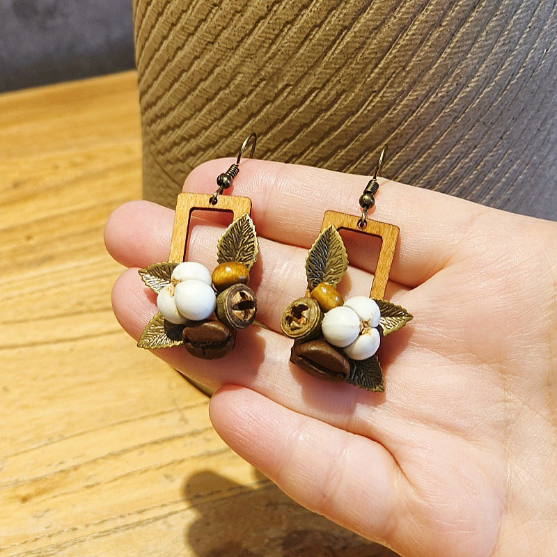 Retro Geometric Leaf Handmade Earrings Creative Style