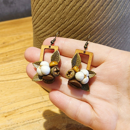 Retro Geometric Leaf Handmade Earrings Creative Style