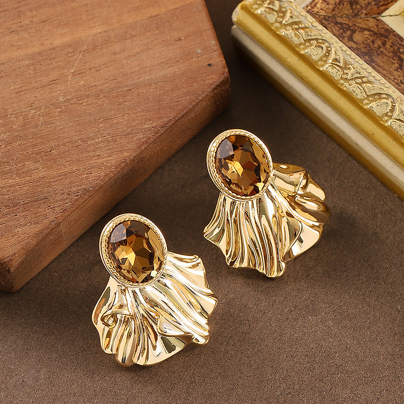 Stylish Geometric Zirconia Stud Earrings With Silver Pins