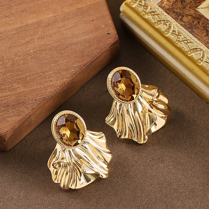 Stylish Geometric Zirconia Stud Earrings With Silver Pins