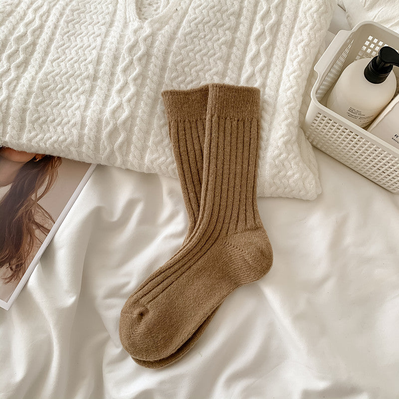 Casual Solid Color Thicken Plush Crew Socks