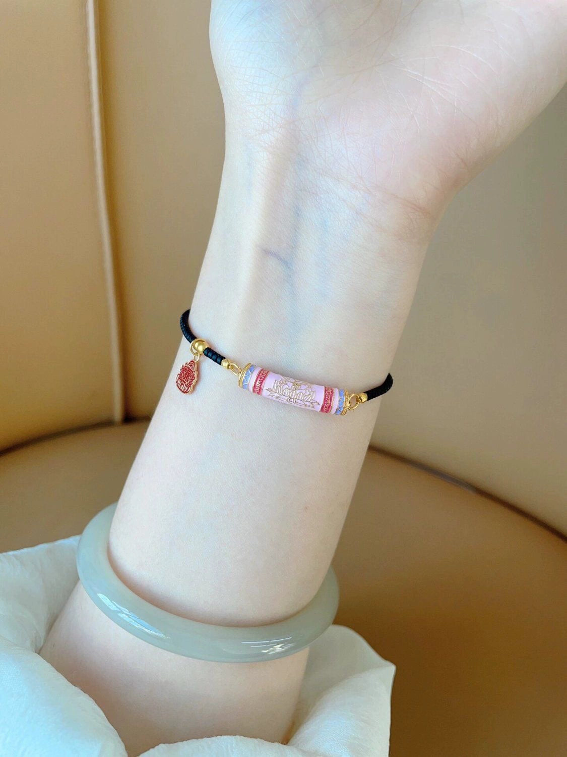 Zakiram Pink Girl Hand Rope Auspicious Good Luck Double Niche Ins Versatile Personality Bracelet
