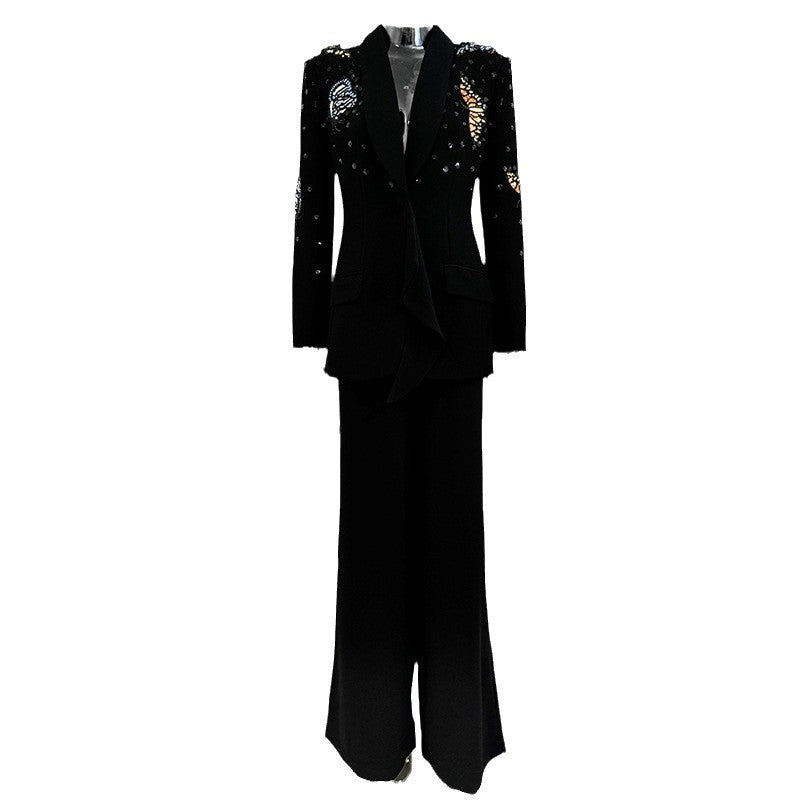 Butterfly Embellished Blazer Pants Set