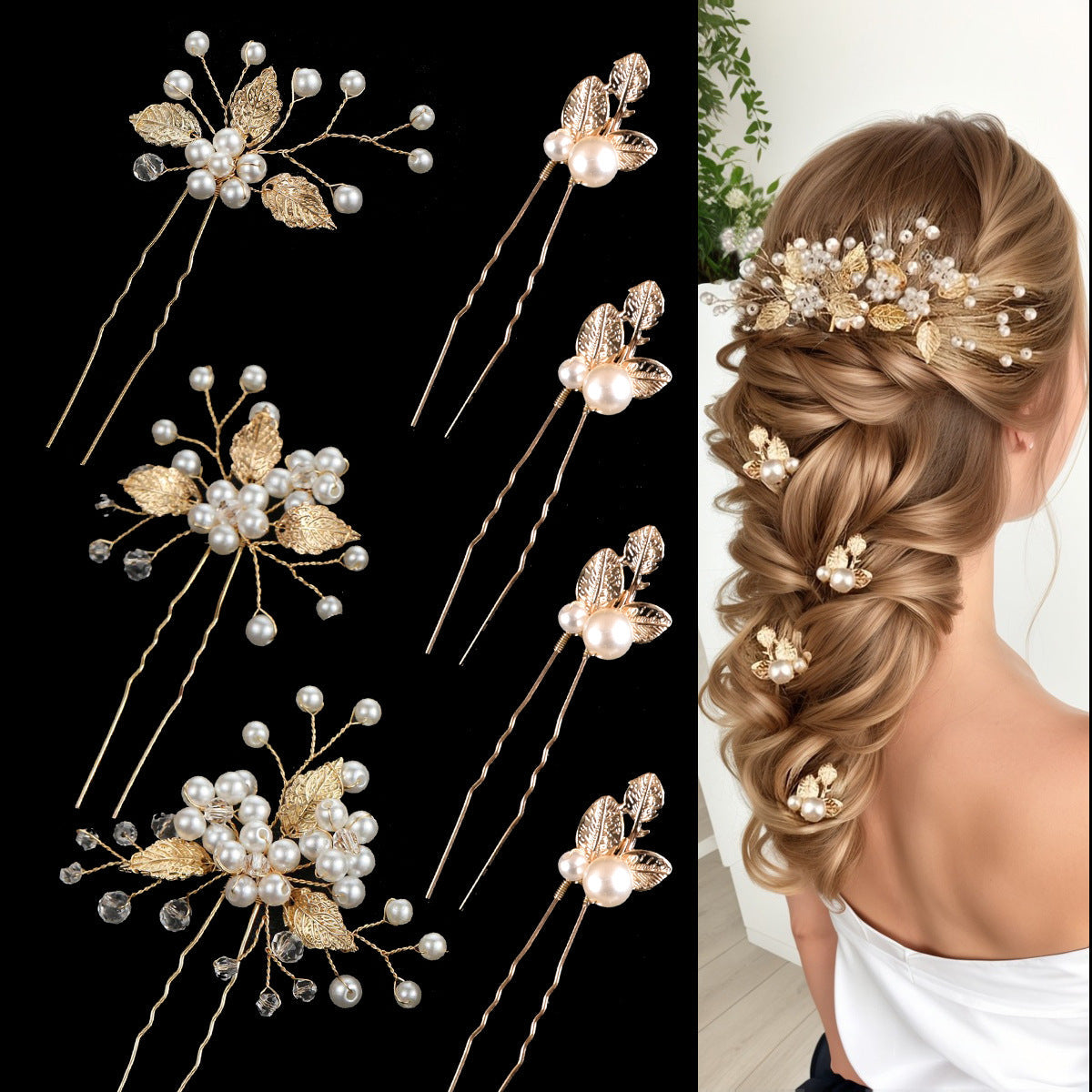 Handmade Pearl Floral Hairpin Set for Weddings