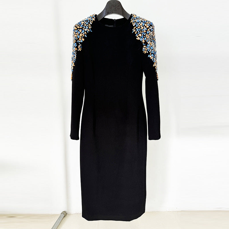 Fashionable Long Sleeve Embellished Dress