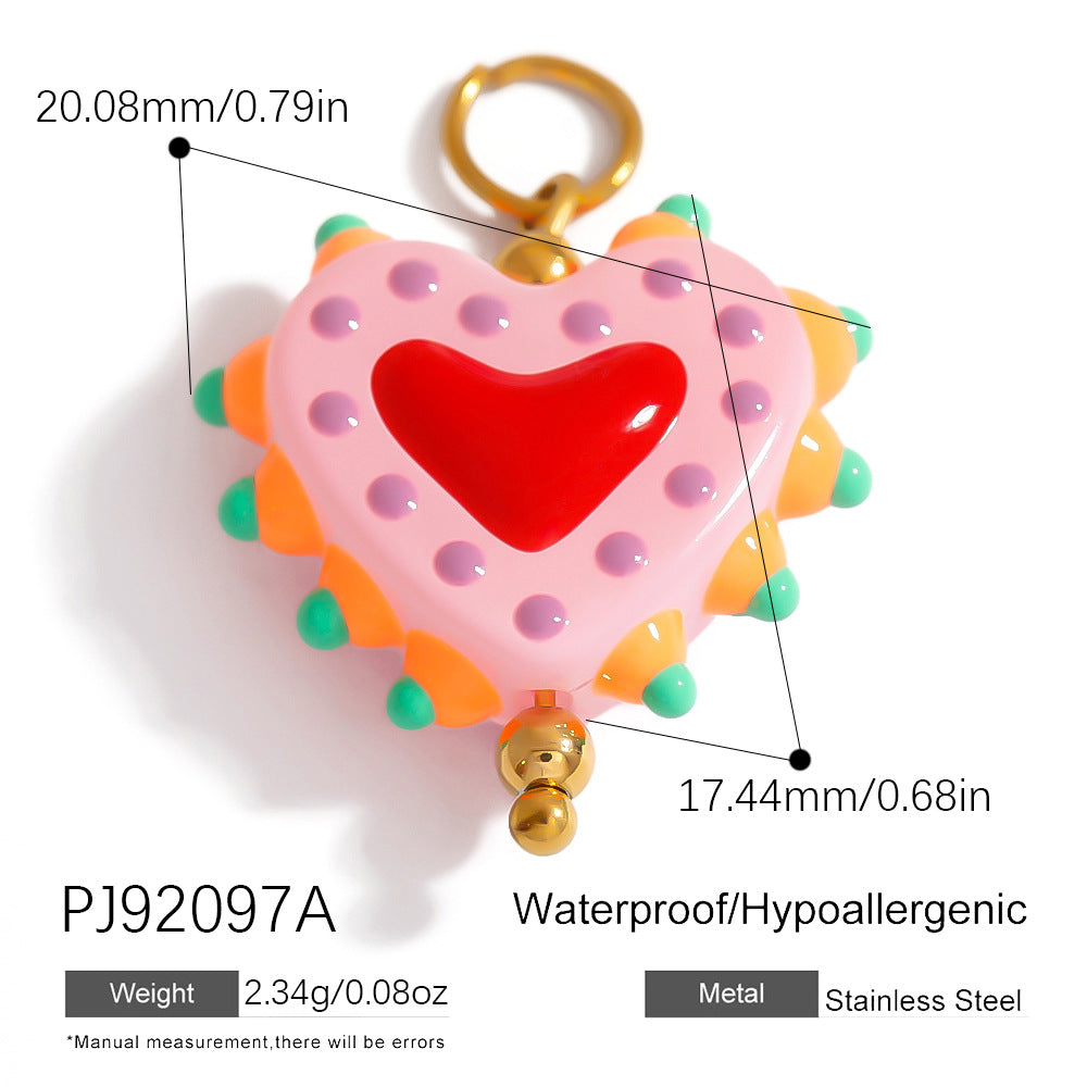 Hand-Painted DIY Jewelry Accessories Summer Dopamine Glass Heart Pendant