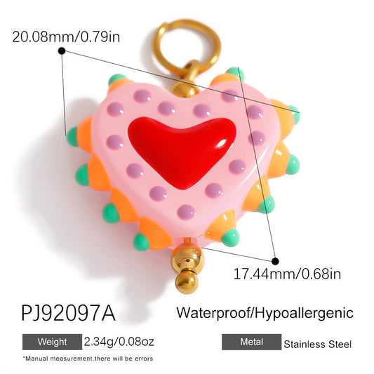 Hand-Painted DIY Jewelry Accessories Summer Dopamine Glass Heart Pendant