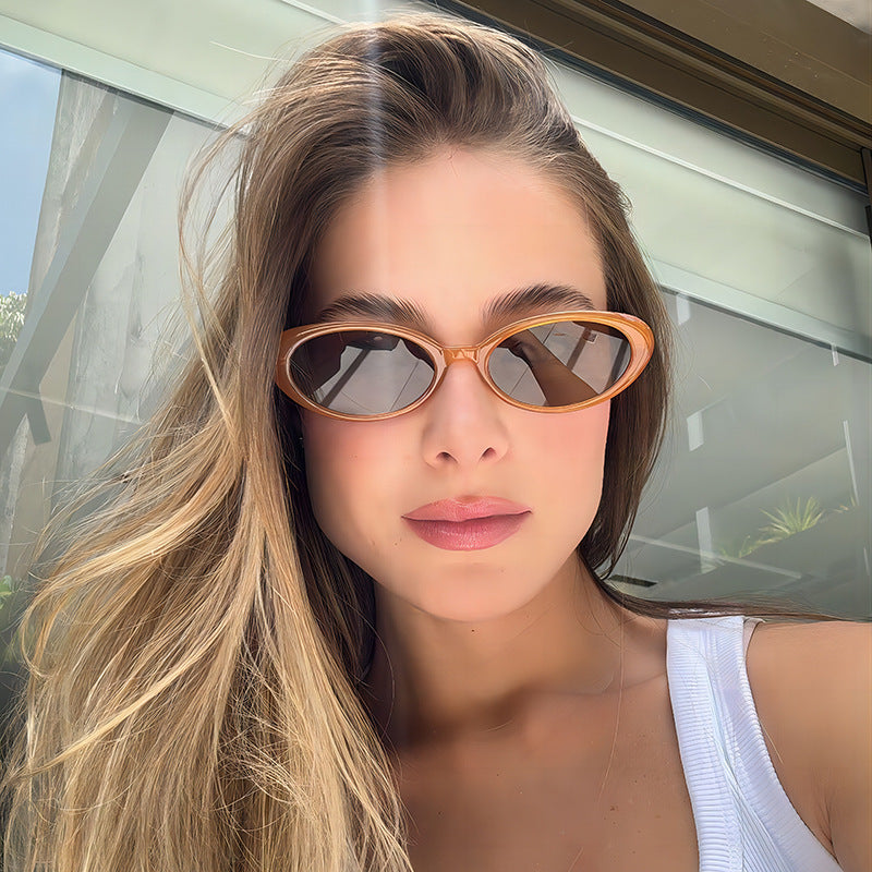 Retro Vintage Oval Sunglasses Stylish PC Frame Sunglasses