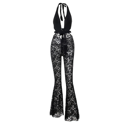 Women's Sexy Lace Jumpsuit With Deep V Neck