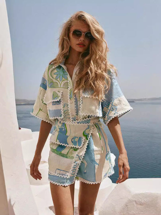 Chic Floral Print Two-Piece Dress Set for Women