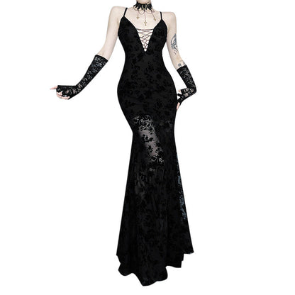 Gothic Lace Maxi Dress Stylish Slip Dress