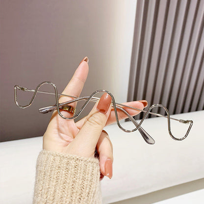 Trendy Rhinestone Metal Rectangular Glasses Frames