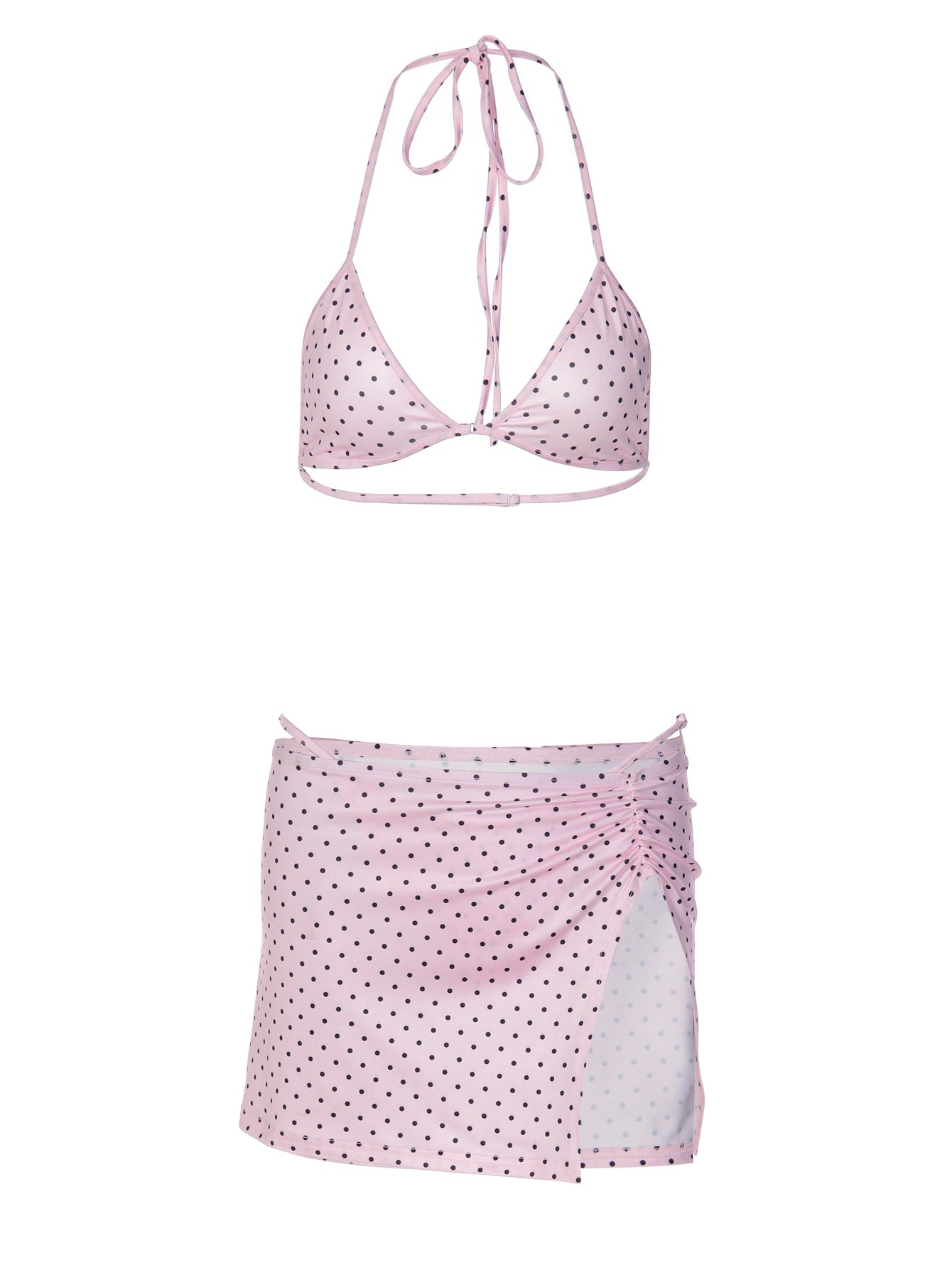 Polka Dot Bikini Set with Ruffled Skirt for Women