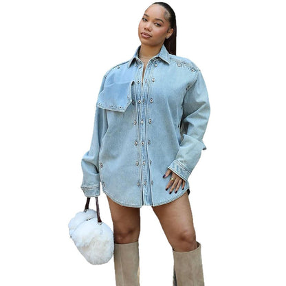 Casual Denim Jacket With Patch Design For Women
