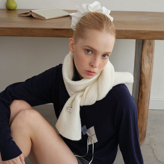 Classic Stripe Knit Scarf Women Soft Wool Blend Winter Neck Wrap