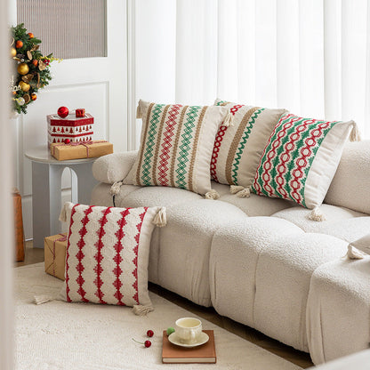 Minimalist Christmas Jacquard Tassel Cushion Covers