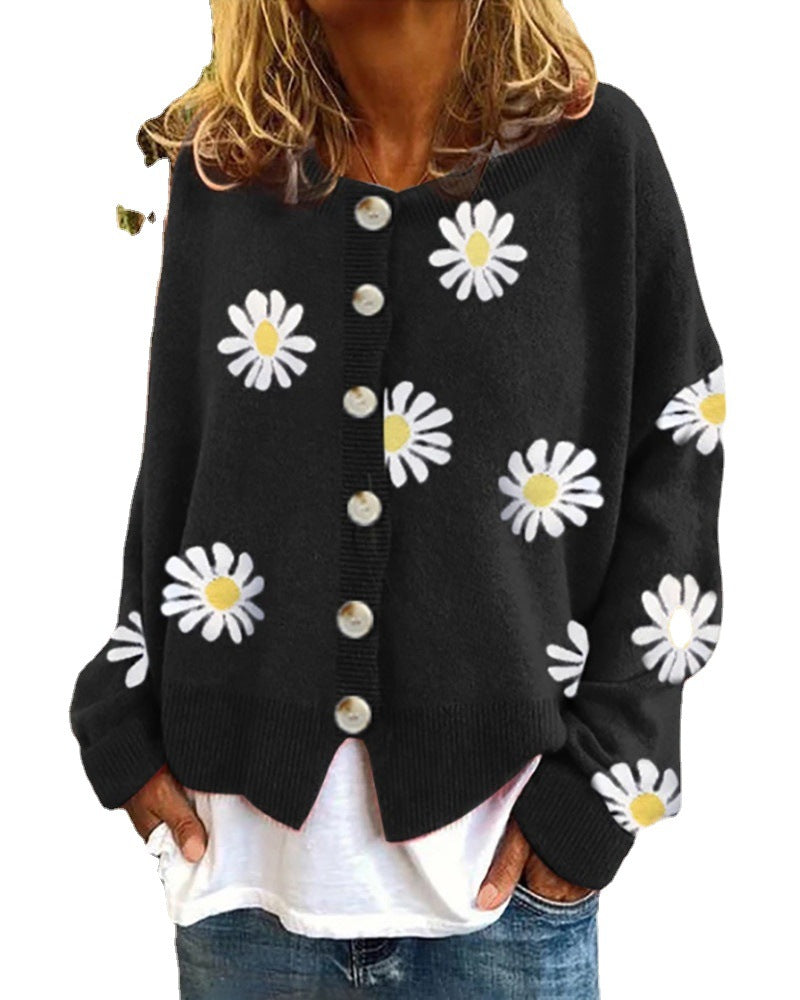 Autumn And Winter New Sweater Ladies Embroidered Knitted Cardigan Sweater