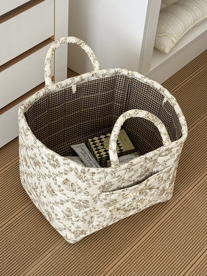 French Vine Storage Basket Stylish Lightweight Floral Organizer