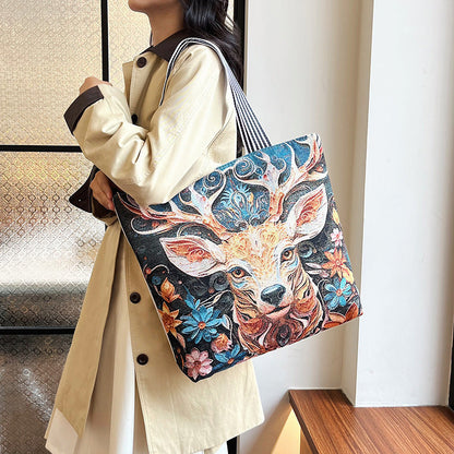 Fashionable Gold Embroidery Animal Tote Bag Stylish Shoulder Bag