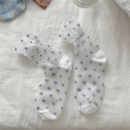 Rufia - Cute Heart Pattern Summer Mid-Calf Socks