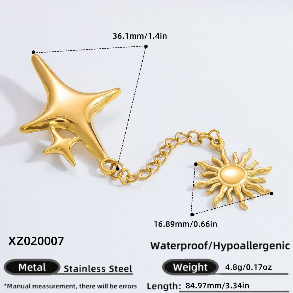 Floral Stainless Steel Brooch Elegant Fashion Accessory