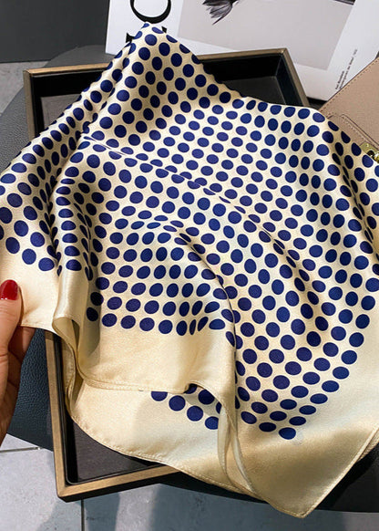 Satin Polyester Scarf Navy Polka Dot Square