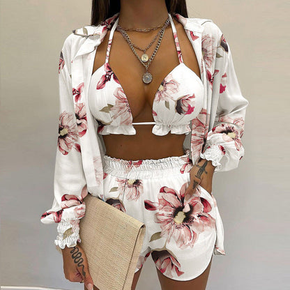 Women's Stylish Floral Print Tank Top and Shorts Set