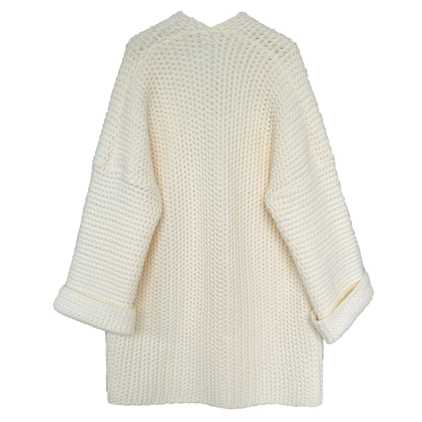Solid Color Hollow Out Open Front Knit Cardigan