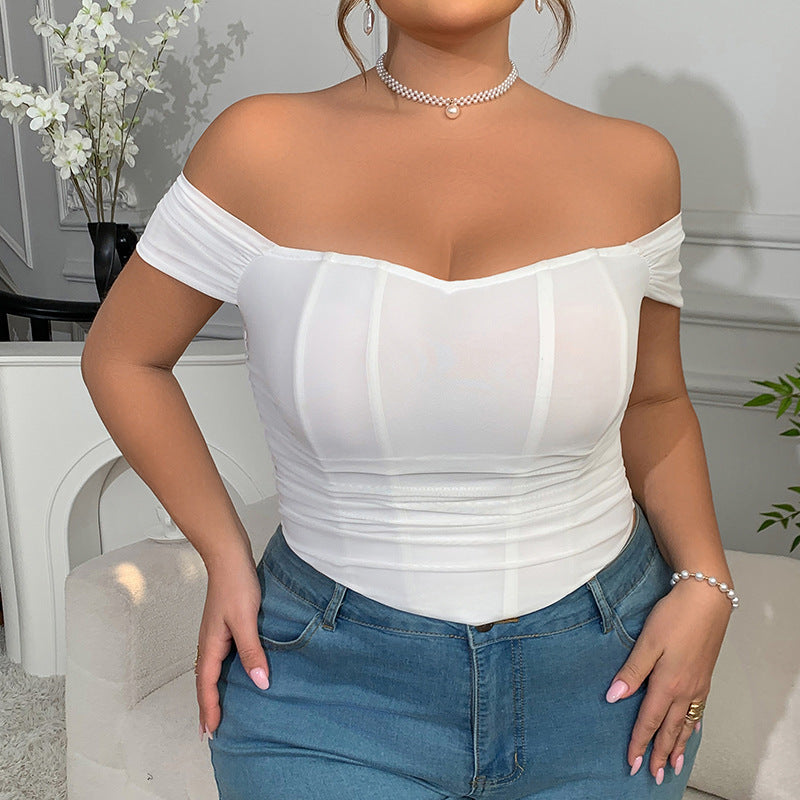 Fashionable Fishbone Wrap Top For Plus Size Women