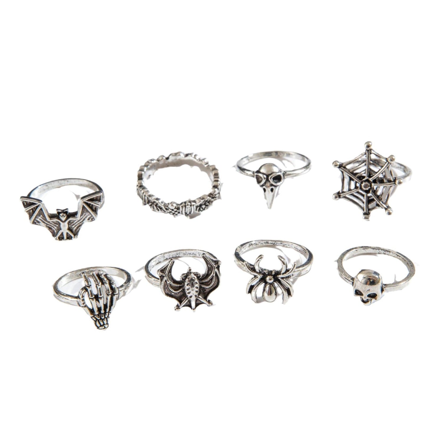 Halloween Gothic Skull Vintage Rings Punk Spider Snake Animal Ring Set