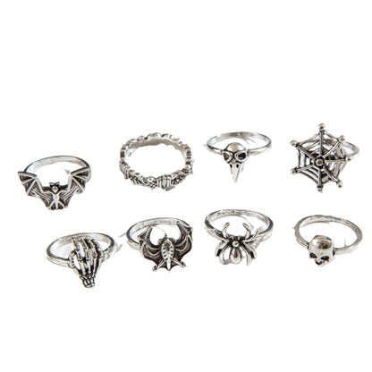 Halloween Gothic Skull Vintage Rings Punk Spider Snake Animal Ring Set