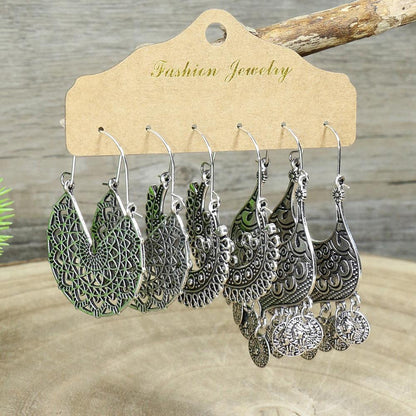 Bohemian Geometric Tassel Hoop Earrings