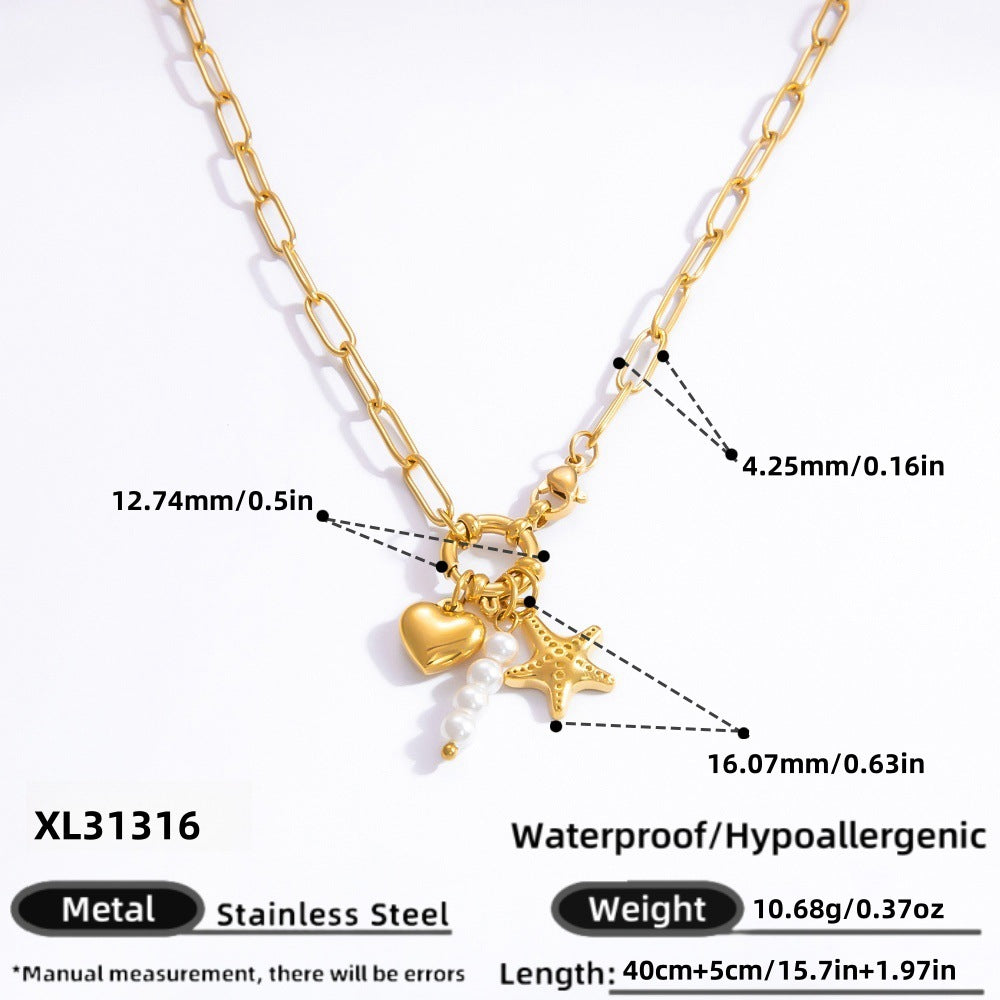 DIY Stainless Steel Heart Pendant Necklace with 18k Gold Plating