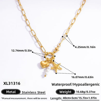 DIY Stainless Steel Heart Pendant Necklace with 18k Gold Plating