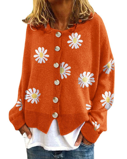 Autumn And Winter New Sweater Ladies Embroidered Knitted Cardigan Sweater