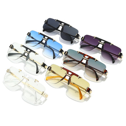 Fashion Half-Frame Square Sunglasses Stylish Design UV400 Protection