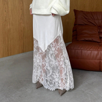 Elegant Lace Panel Sheath Skirt for Women