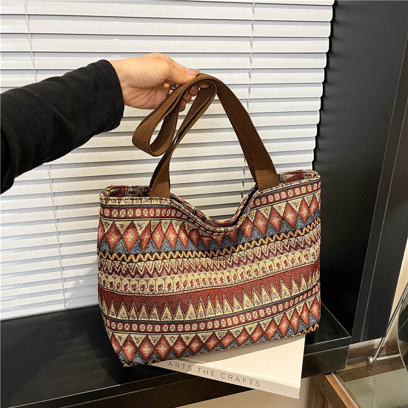 Trendy Canvas Tote Bag for Women with Color Block Design