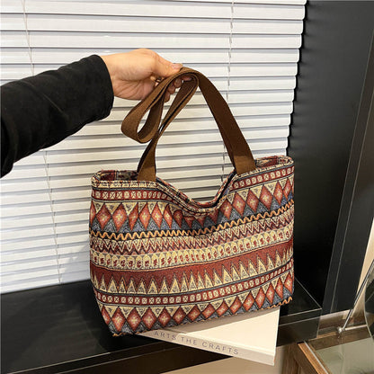 Trendy Canvas Tote Bag for Women with Color Block Design