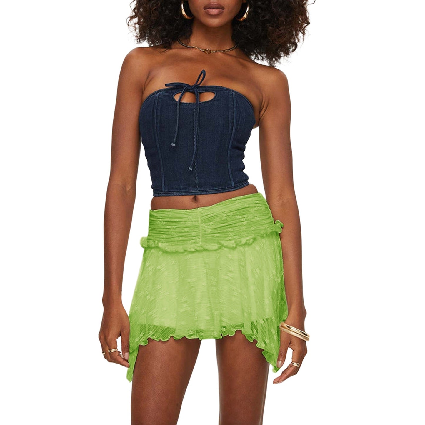 Sexy Layered Lace Irregular Mini Skirt